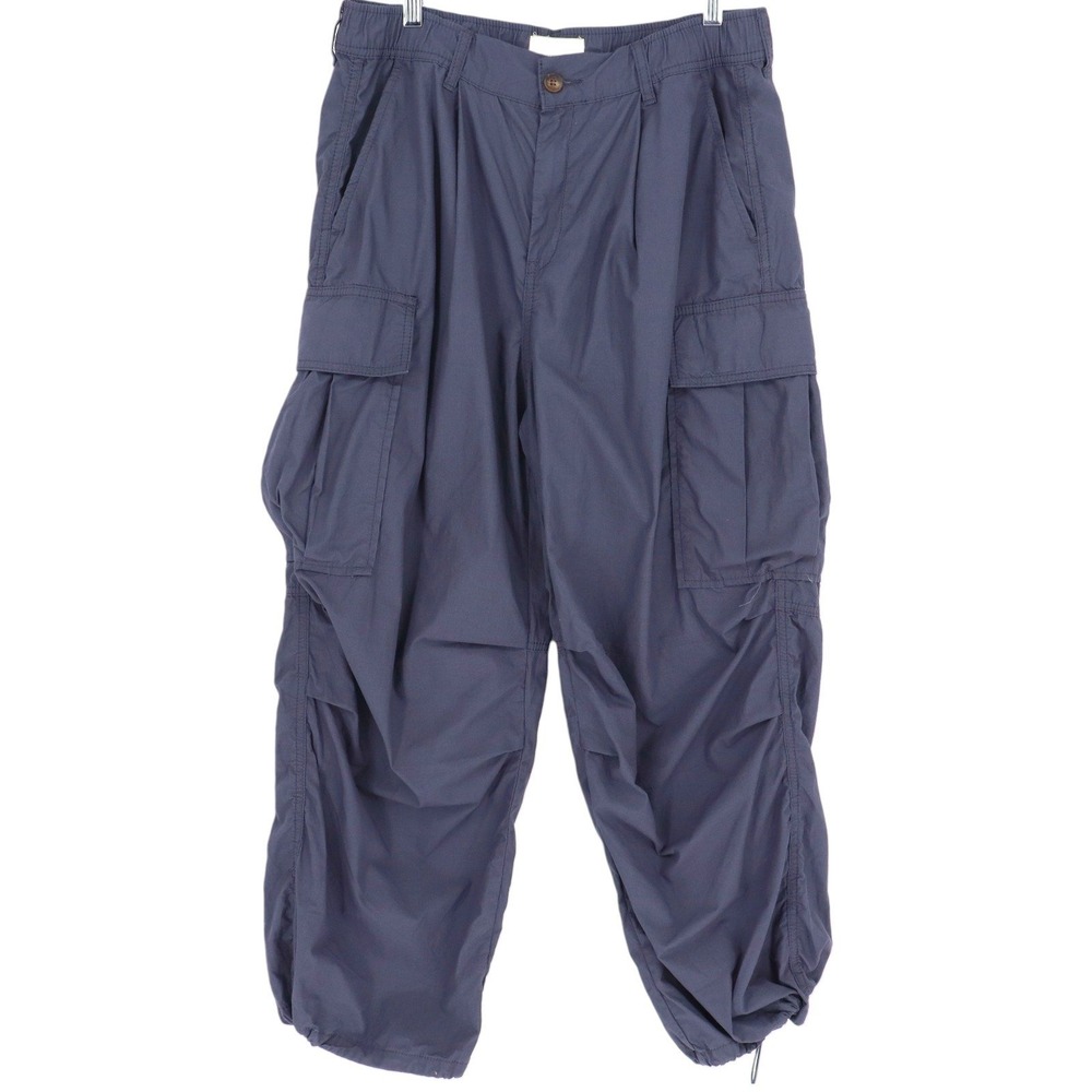 Anthropologie Parachute Cargo Baggy Pants Size 30 Blue Drawstring Y2K Utility